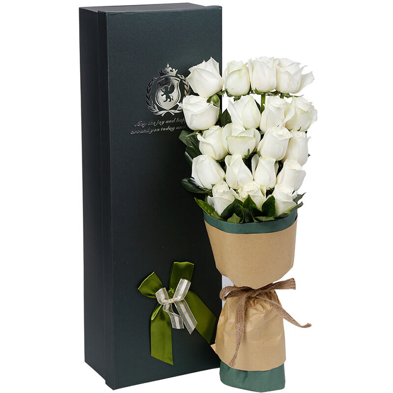 纯白恋人 19支精品白玫瑰 锁您订花网